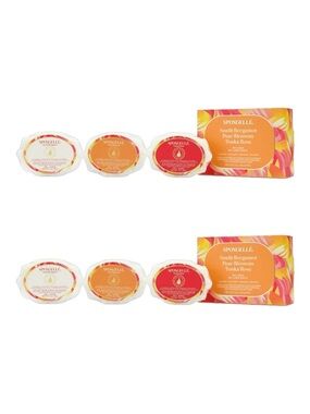2x Spongelle Trio pedi buffers with built in cleanser 3oz Bergamot Pear Rose